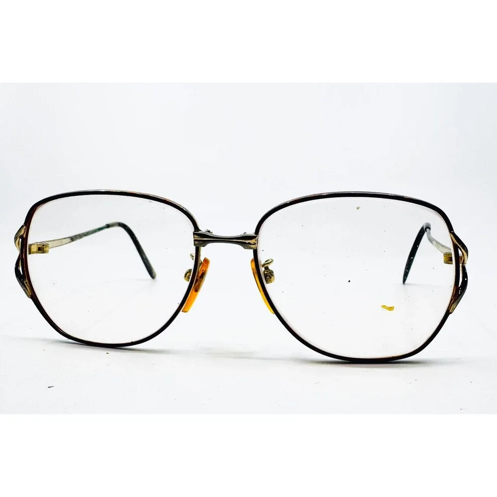 Unbranded Eyeglass Frames Women Gold Black Square Metal Vintage 54-16-135